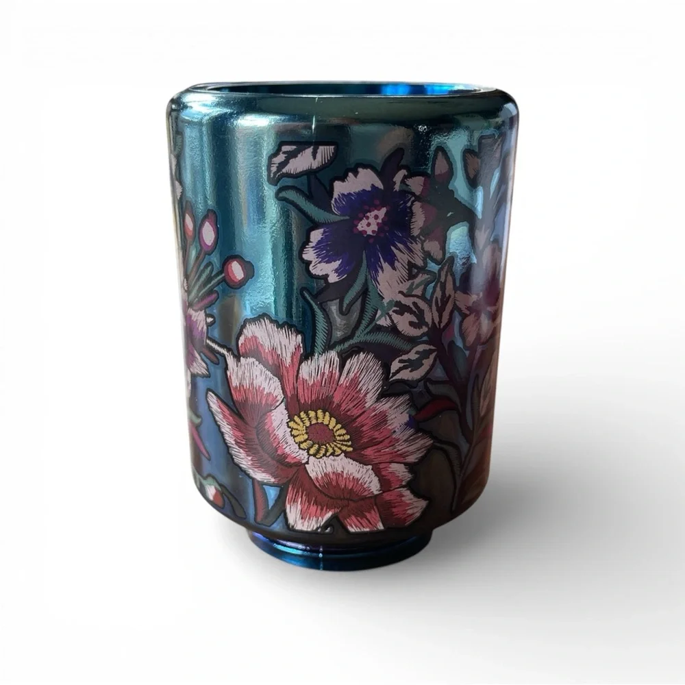 Scentsy Plug In Midnight Blue Wax Warmer Floral Iridescent Glass Night Light NIB - Picture 3 of 7